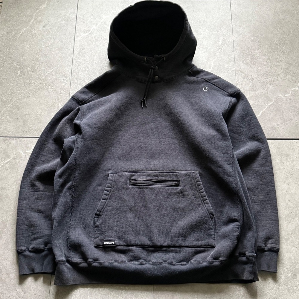 Origin The Heavy Hoodie 2X Black Snap Neck Zipper Pocket USA Made